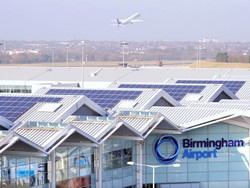 Birmingham Airport will save 22 tonnes of carbon dioxide each year with the installation of 200 solar panels on the roof of its terminal